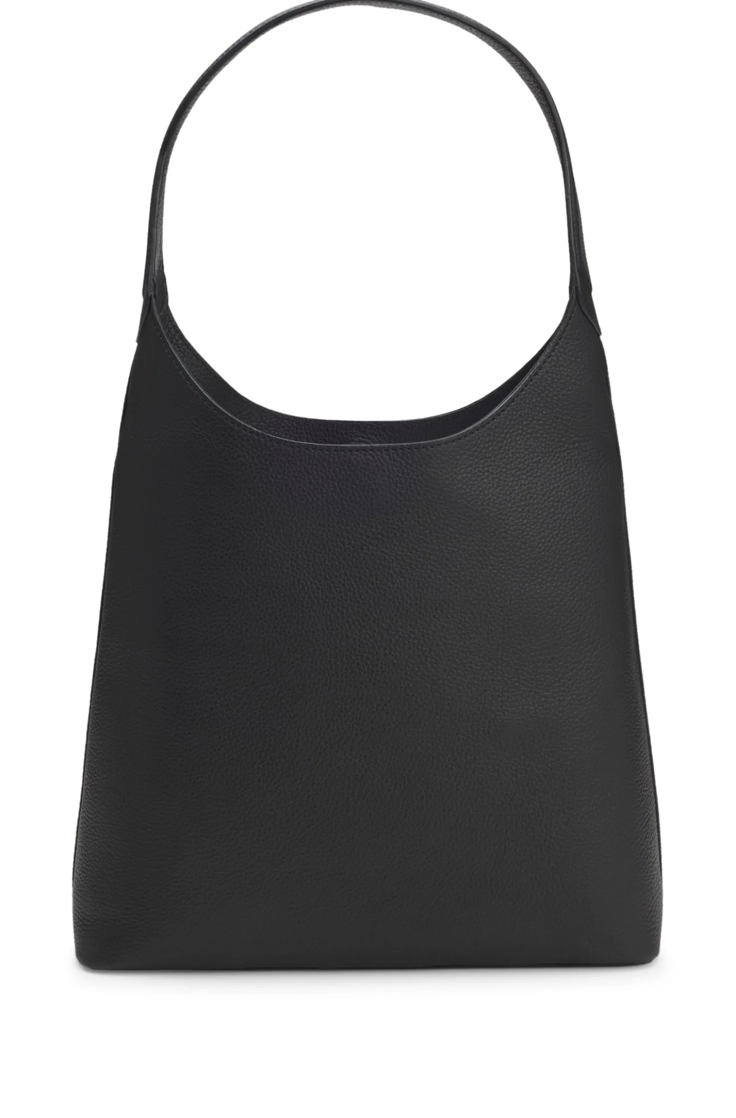 Hobo bag in leather with metallic logo lettering