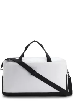 Holdall in structured fabric with logo and signature stripe