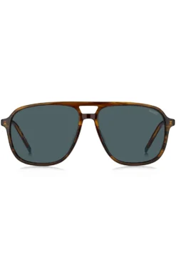Horn-acetate sunglasses with double bridge