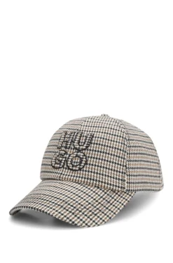 Houndstooth cap with stacked logo