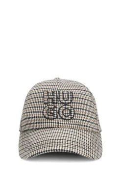 Houndstooth cap with stacked logo