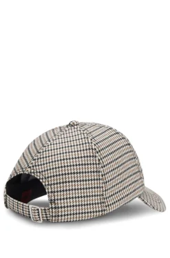 Houndstooth cap with stacked logo