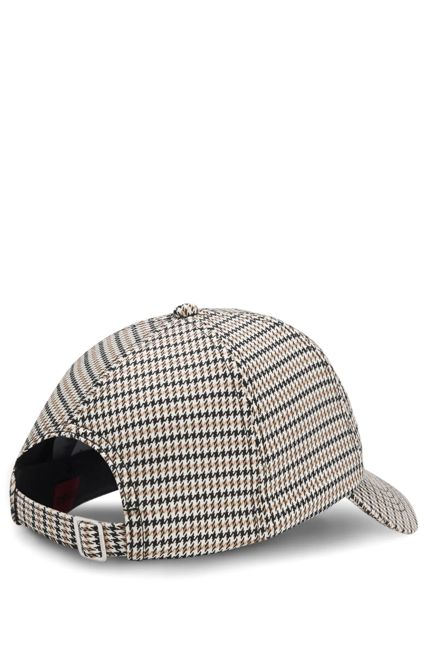 Houndstooth cap with stacked logo