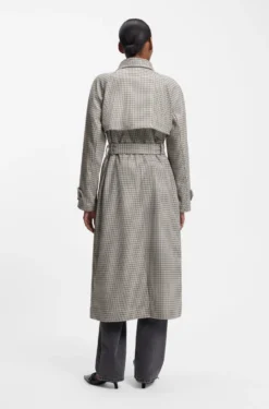 Houndstooth trench coat with belt