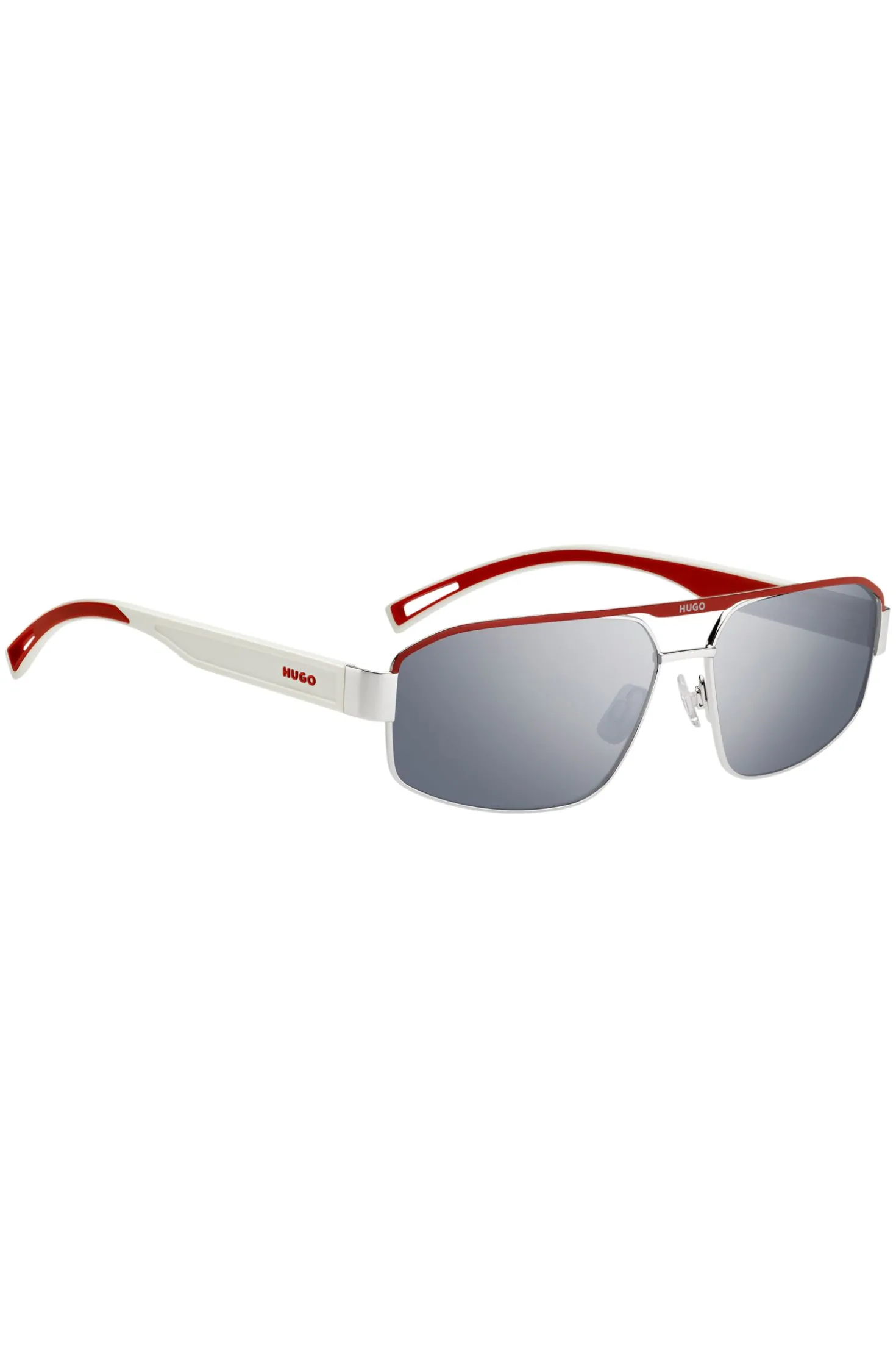 HUGO Eyewear Wrap-style sunglasses in white and red