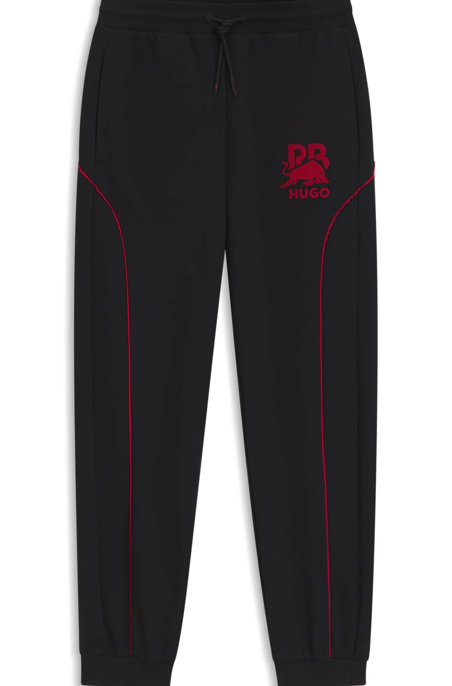 HUGO x RB stretch-cotton tracksuit bottoms with bull motif
