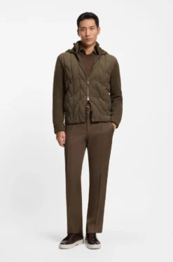 Hybrid jacket with wool sleeves and down front