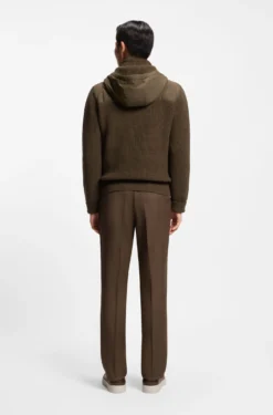 Hybrid jacket with wool sleeves and down front