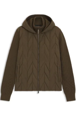 Hybrid jacket with wool sleeves and down front