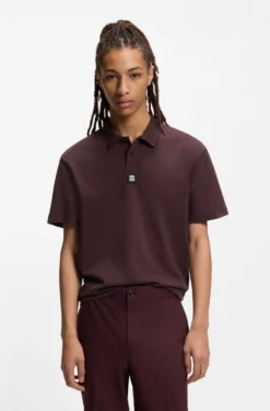 Interlock-cotton polo shirt with stacked logo