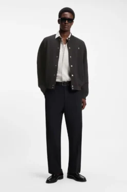 Interlock-jersey bomber jacket with stacked-logo trim