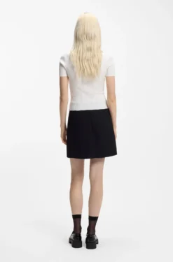 Irregular-rib sweater with mock neck