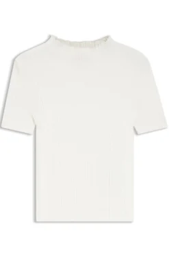 Irregular-rib sweater with mock neck