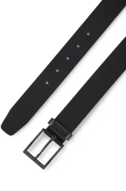 Italian-leather belt with brushed gunmetal hardware