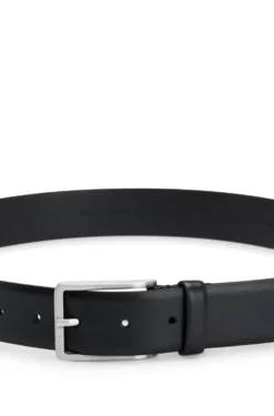 Italian-leather belt with brushed silver hardware