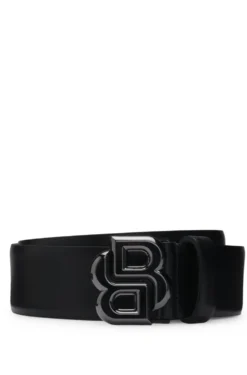 Italian-leather belt with Double B monogram buckle
