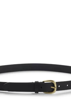 Italian-leather belt with gold-tone buckle