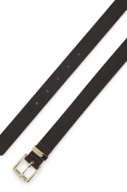 Italian-leather belt with gold-tone buckle