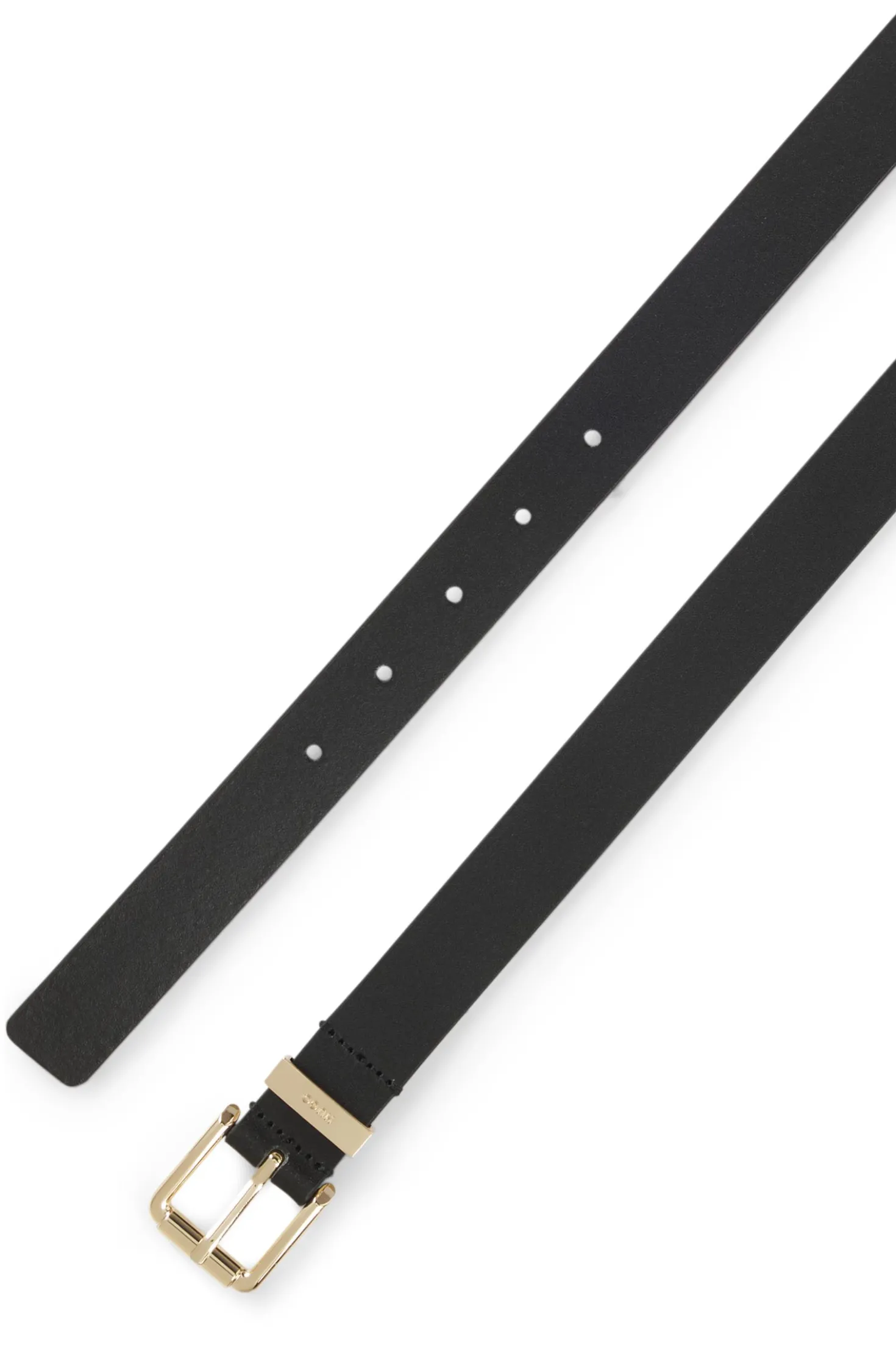 Italian-leather belt with gold-tone buckle