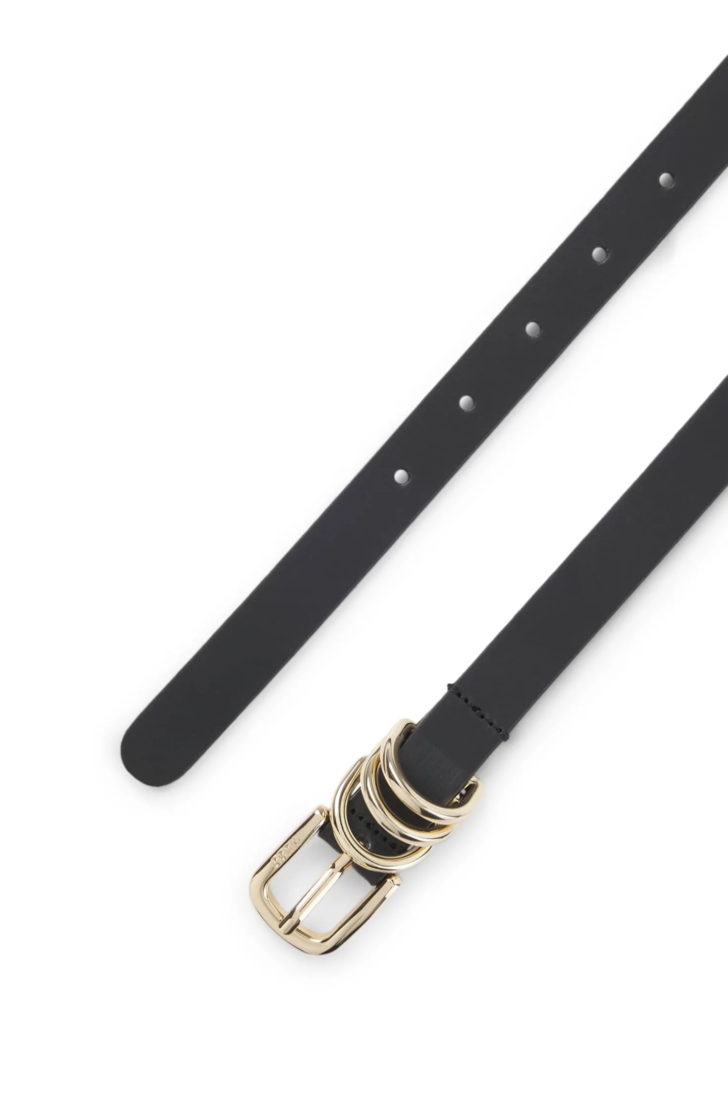 Italian-leather belt with gold-tone hardware