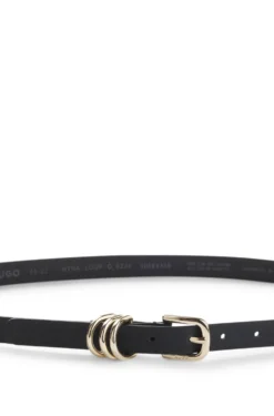 Italian-leather belt with gold-tone hardware