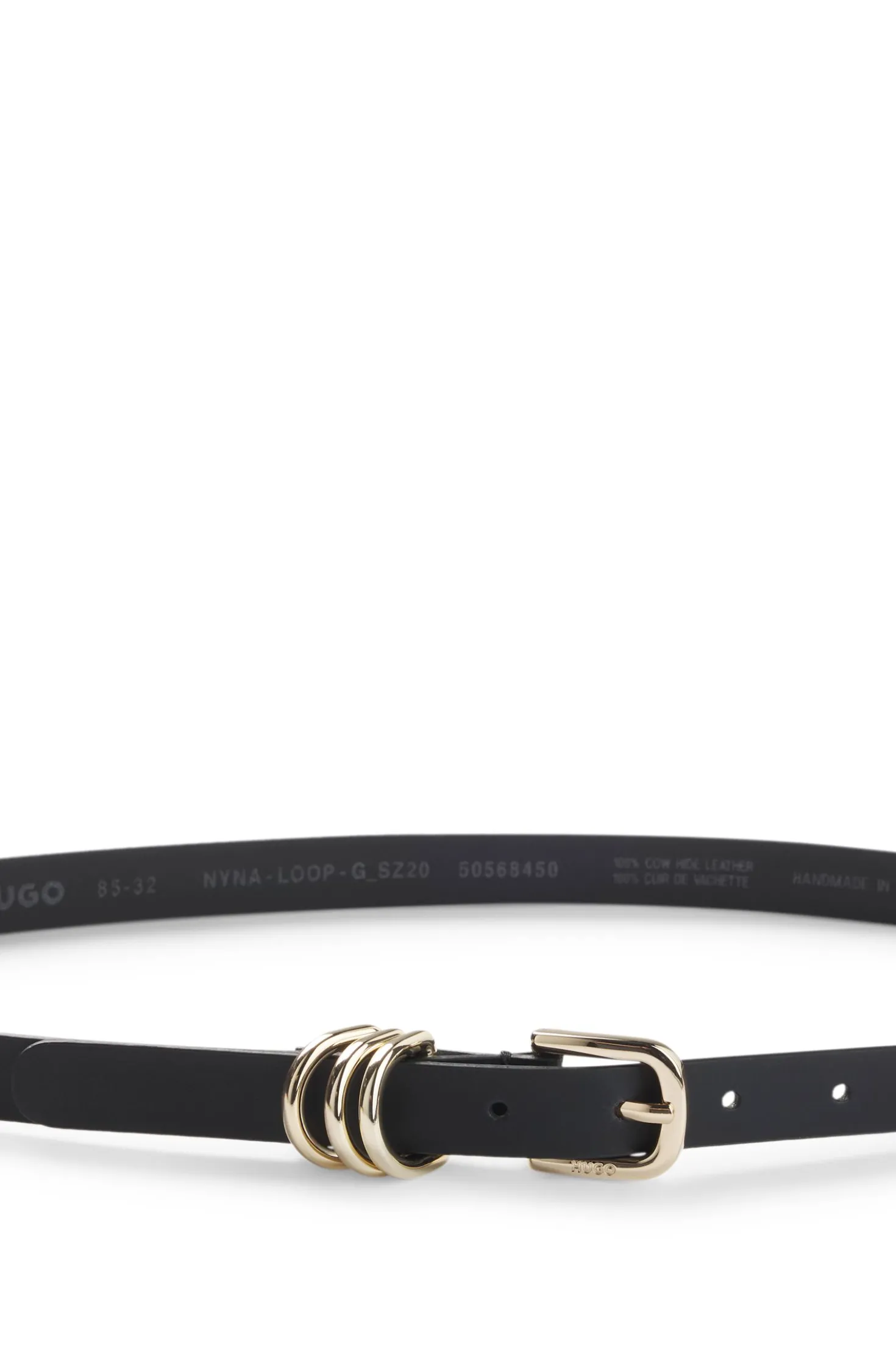 Italian-leather belt with gold-tone hardware