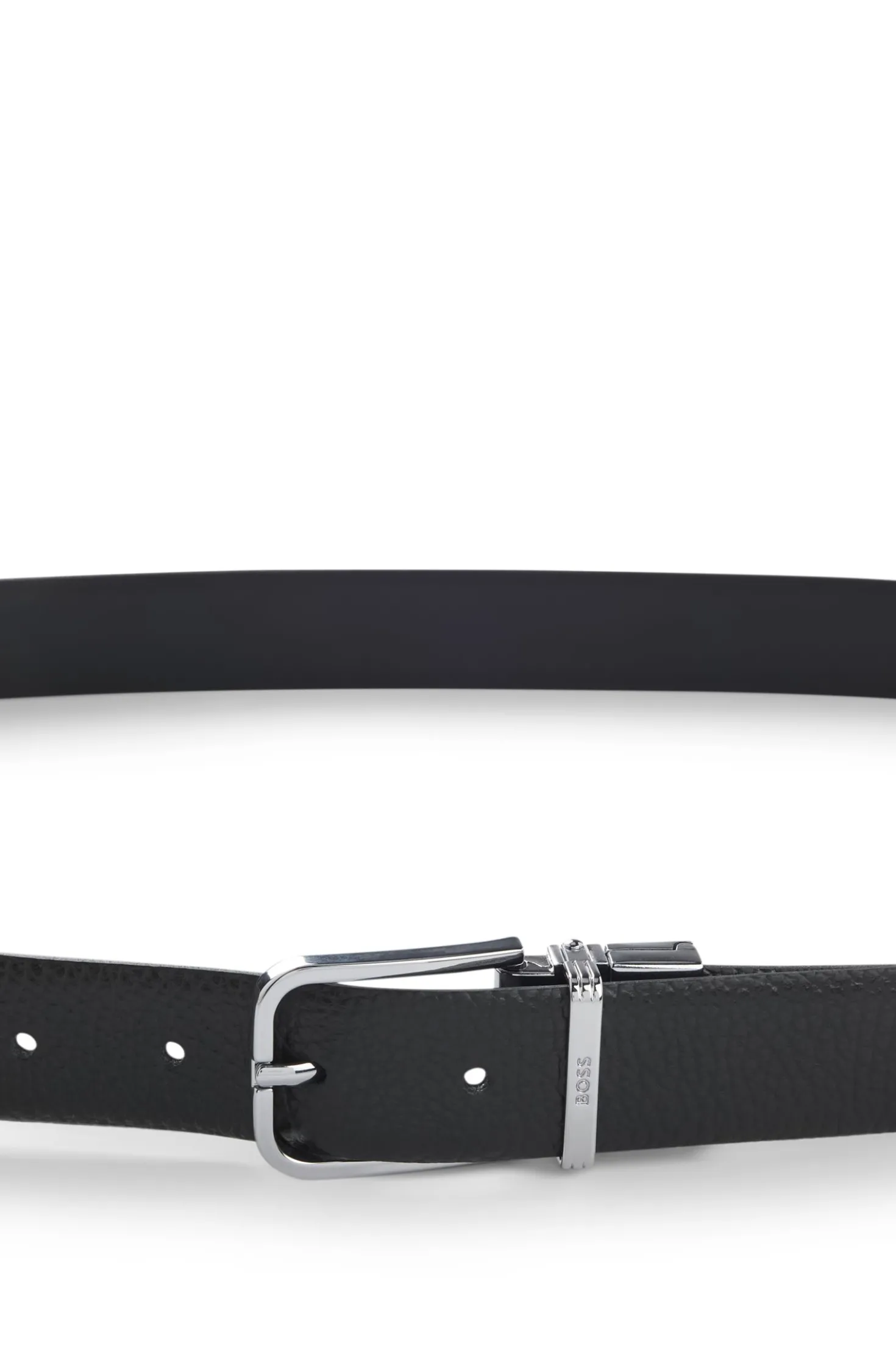 Italian-leather belt with logo keeper