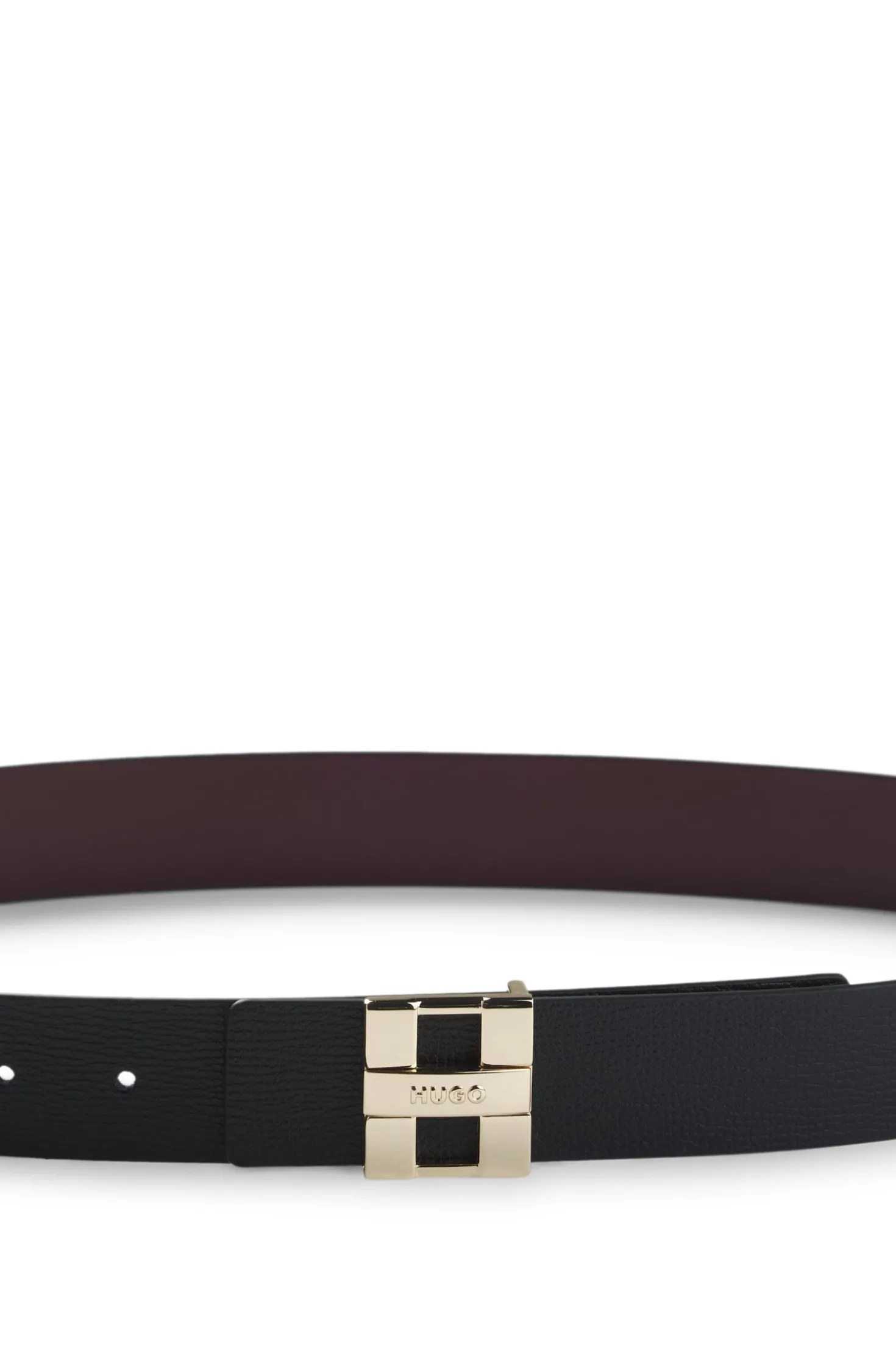 Italian leather belt with metal logo letters