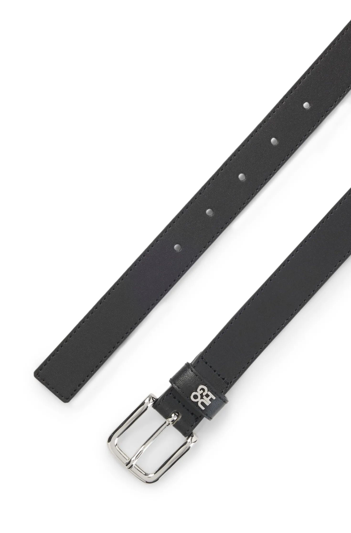 Italian-leather belt with metal letters