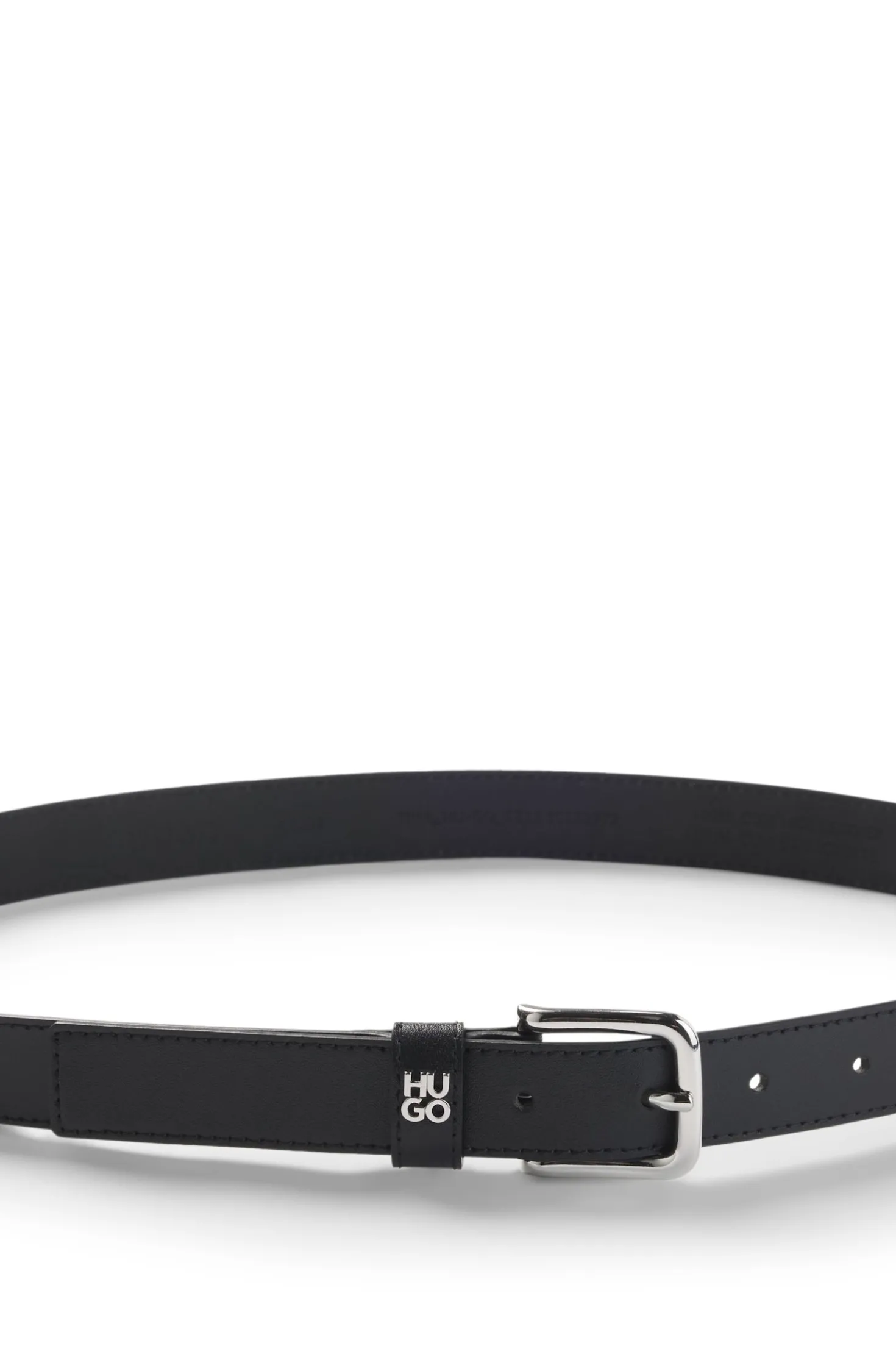 Italian-leather belt with metal letters