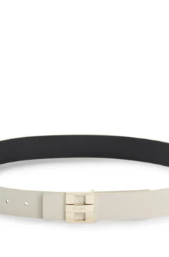 Italian leather belt with metal logo letters