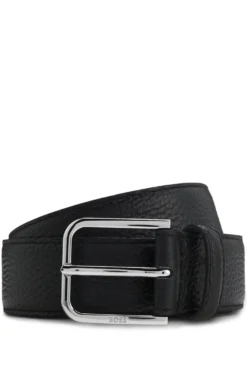 Italian-leather belt with pin buckle