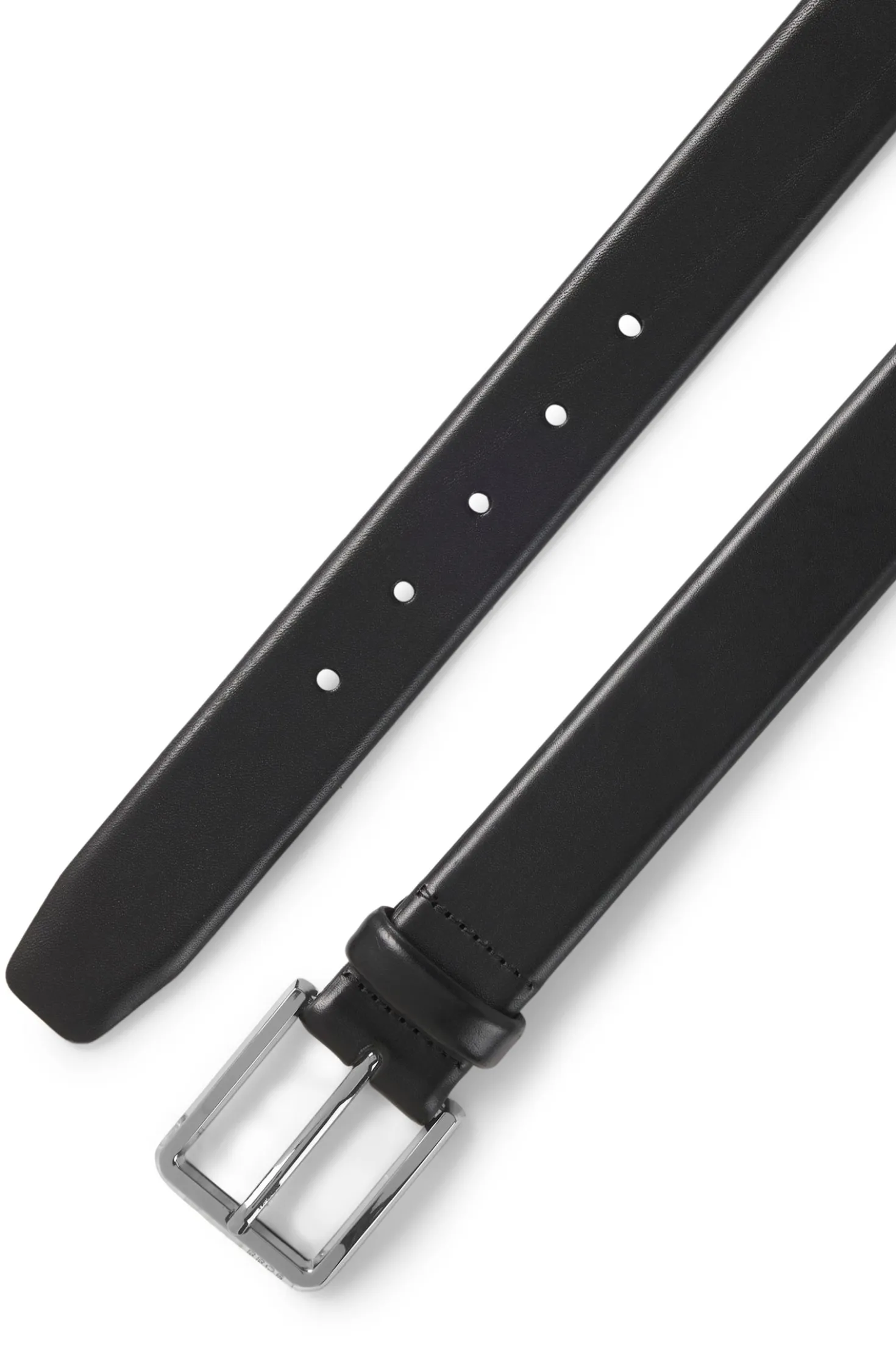 Italian-leather belt with polished gunmetal buckle