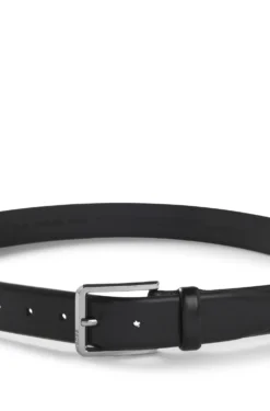Italian-leather belt with polished gunmetal buckle