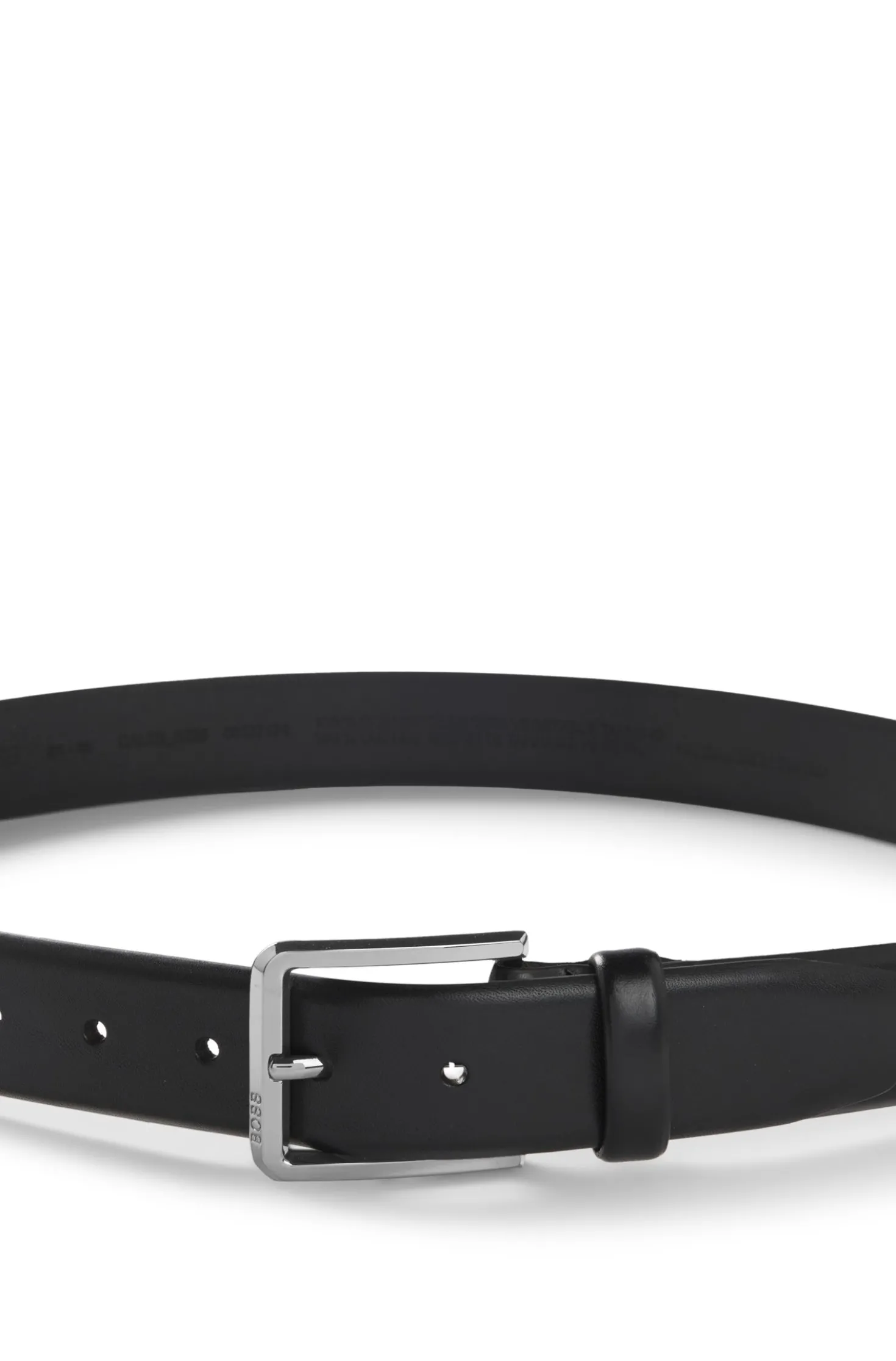Italian-leather belt with polished gunmetal buckle