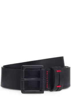 Italian-leather belt with red-stitched keeper