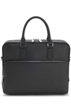 Italian leather document case with embossed logo
