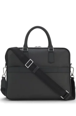 Italian leather document case with embossed logo