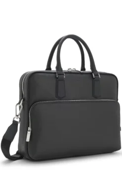 Italian leather document case with embossed logo