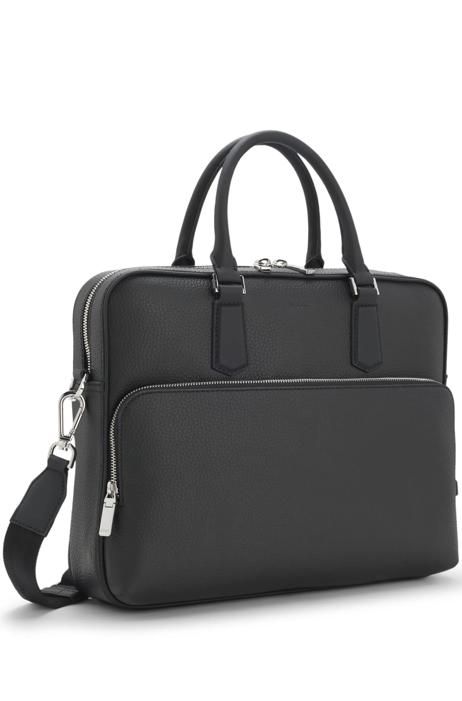 Italian leather document case with embossed logo