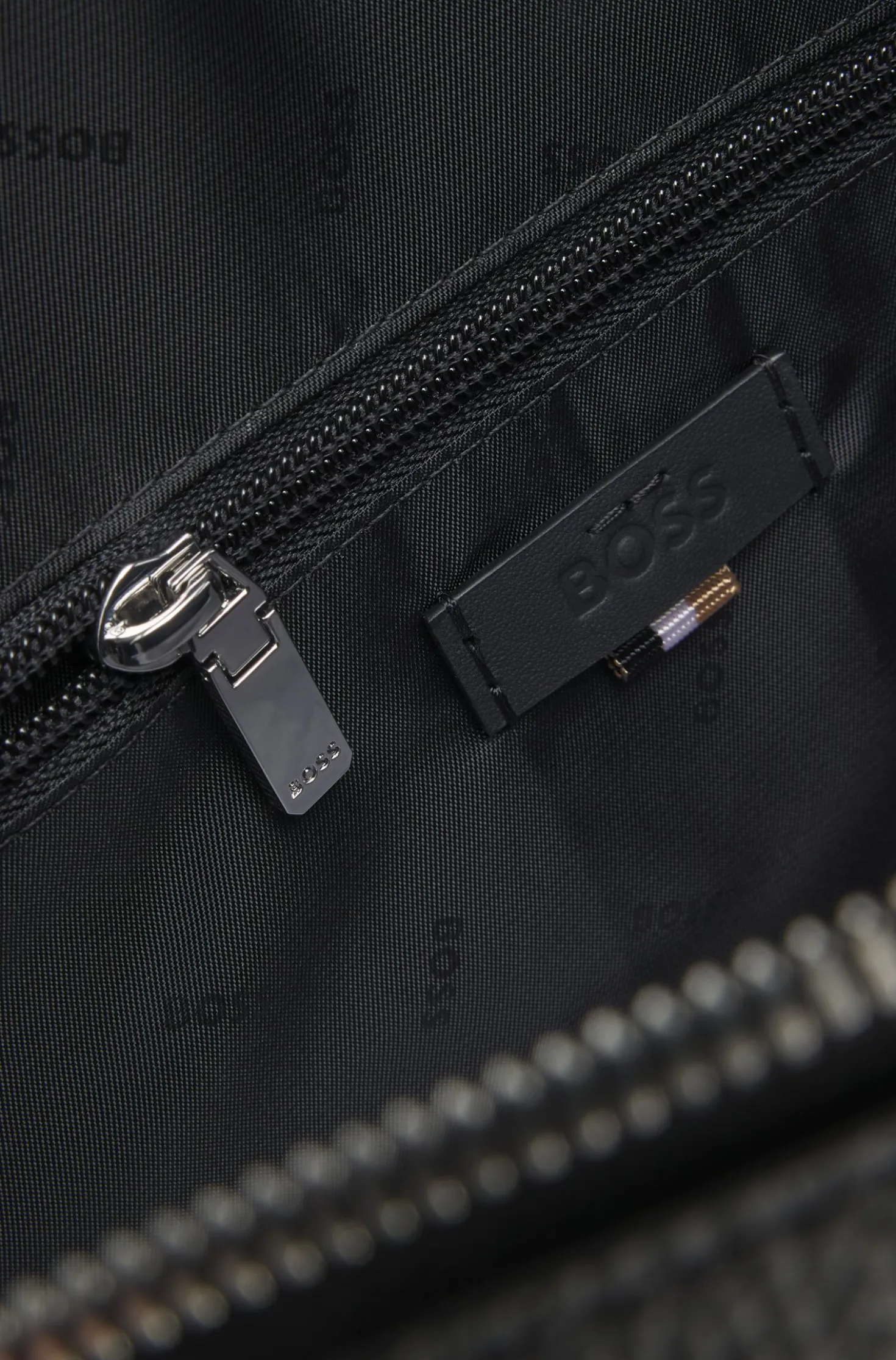Italian leather document case with embossed logo