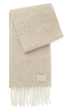 Italian-made fringed scarf with wool and alpaca