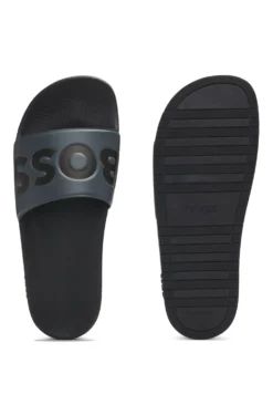 Italian-made slides with large logo detail