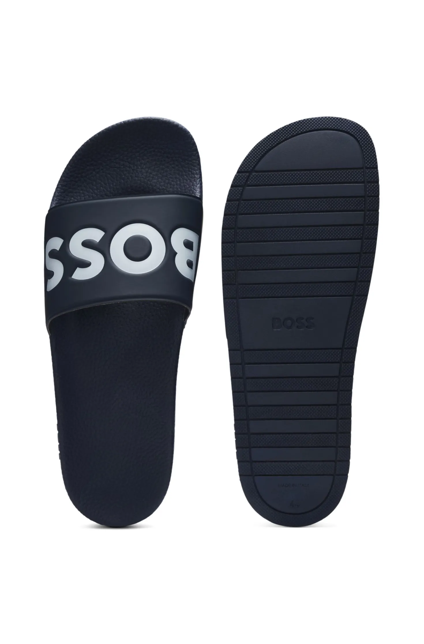 Italian-made slides with large logo detail