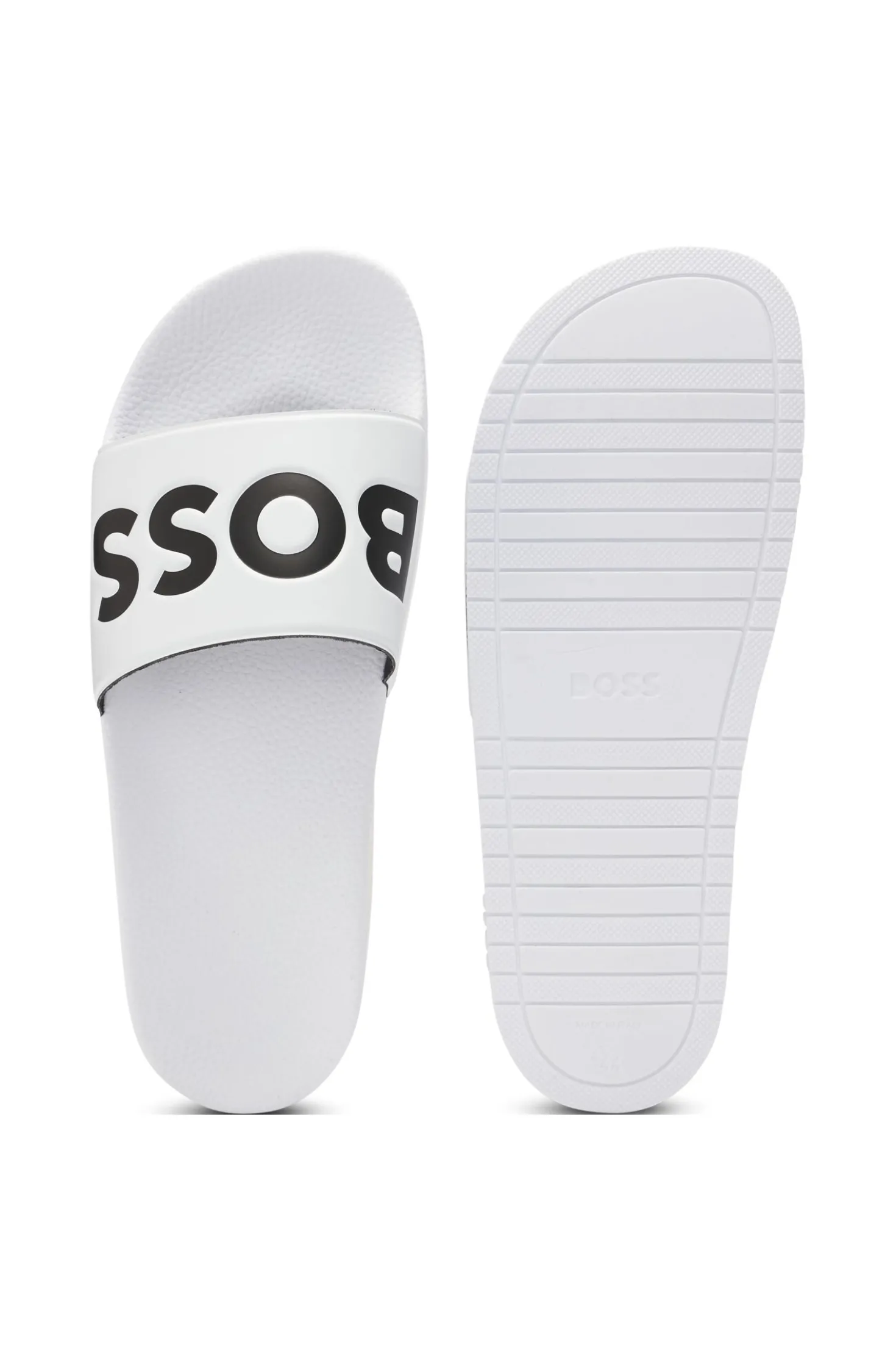 Italian-made slides with large logo detail