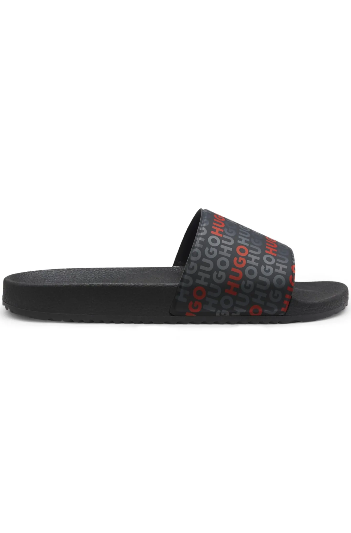 Italian-made slides with repeat-logo print