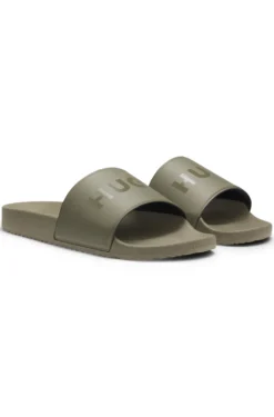 Italian-made slides with tonal logo