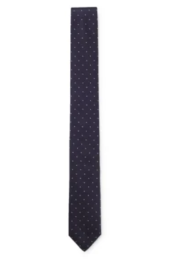 Italian-made tie in silk with jacquard-woven dots