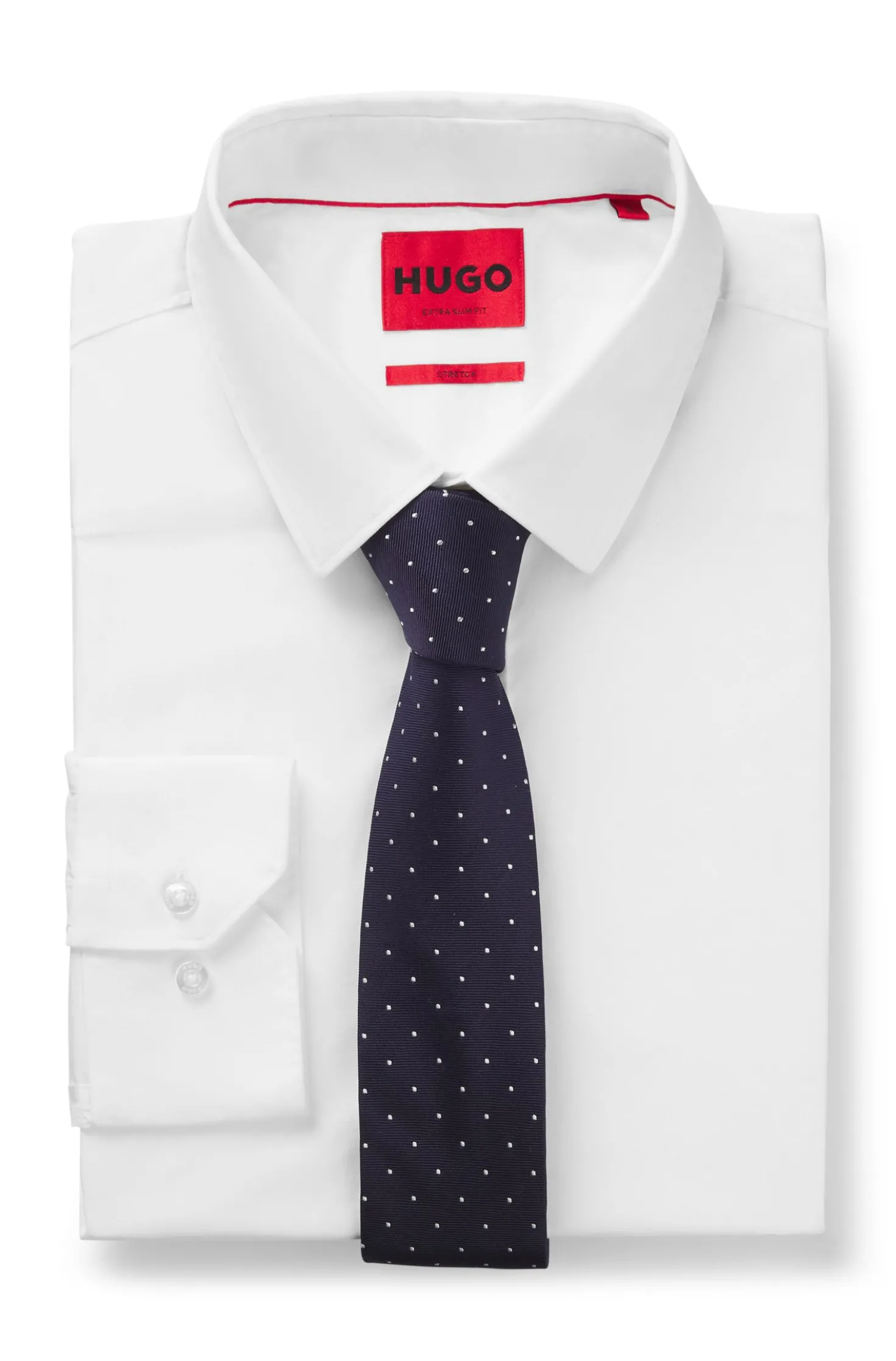 Italian-made tie in silk with jacquard-woven dots