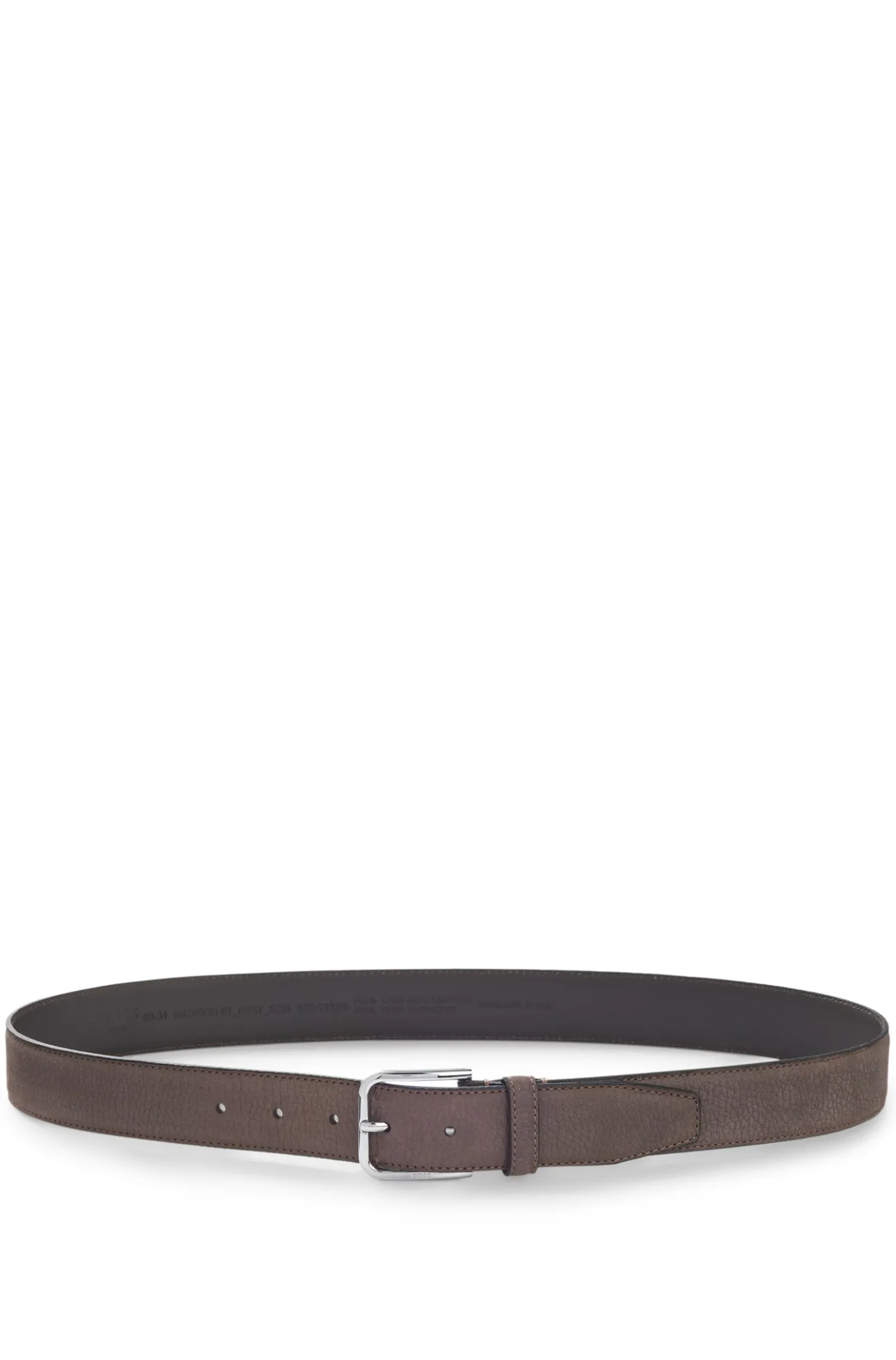 Italian-nubuck belt with polished pin buckle